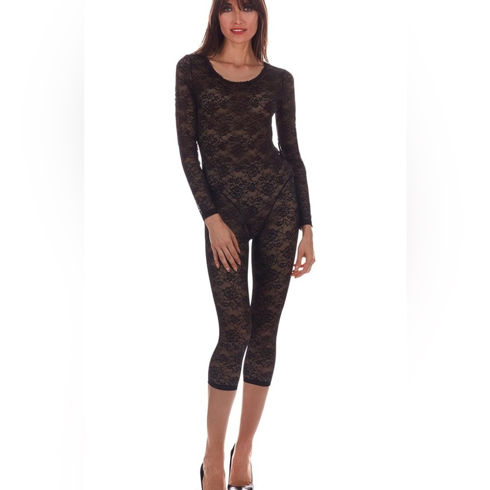 NIB LoveMoi Women's Estelle Long Sleeve Stretch Lace Capri Catsuit XL - Picture 4 of 14